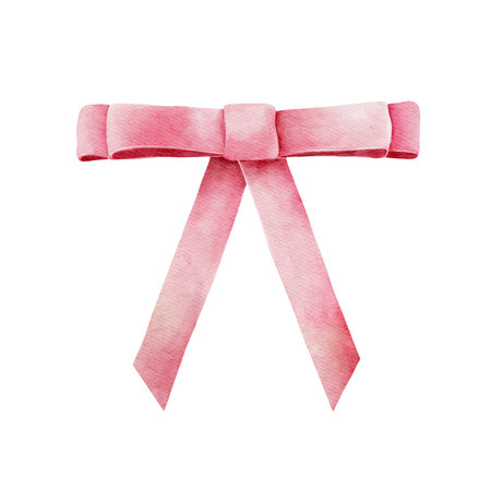 Watercolor illustration of pink ribbon bow 3.のイラスト素材