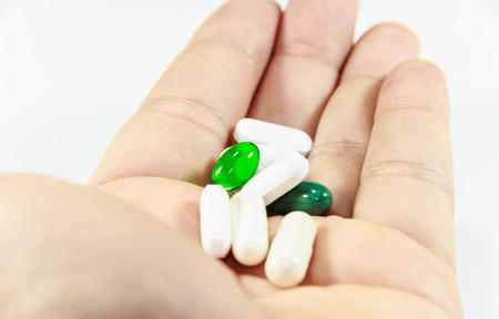 Pills in handの写真素材
