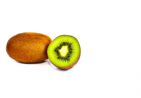 Juicy kiwi fruit isolated on white backgroundの写真素材