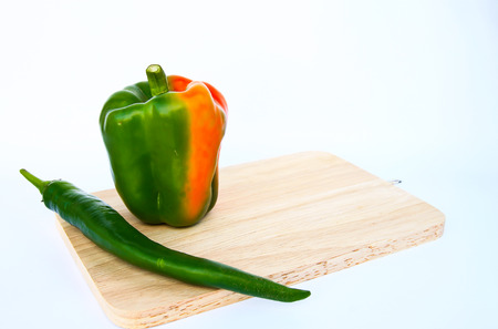 Sweet green pepper  Isolated on a white backgroundの写真素材