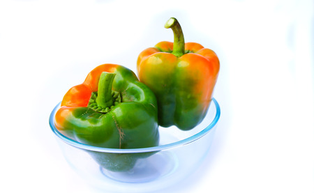 Sweet green pepper  Isolated on a white backgroundの写真素材