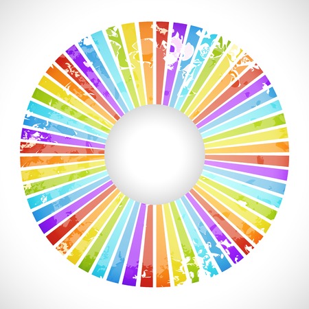Vintage rainbow round postcard. Vector illustration for your business presentation. Easy to use. Postcard picture in bright color.のイラスト素材