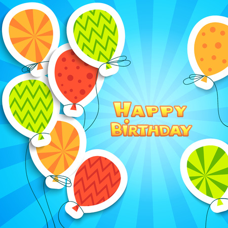 Happy Birthday Colorful Applique Background Vector Illustration