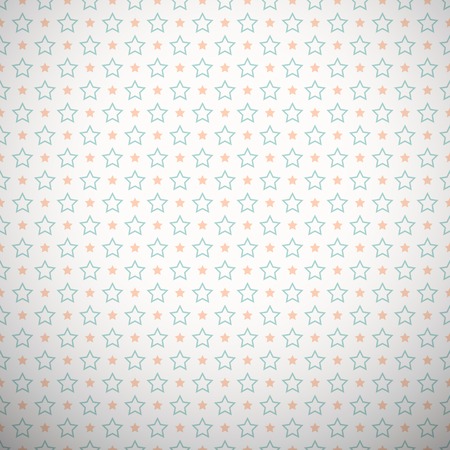 Pastel retro vector pattern (tiling). Endless texture can be used for wallpaper, web page background, surface textures. Geometric star ornaments. Orange, blue and white colorsのイラスト素材