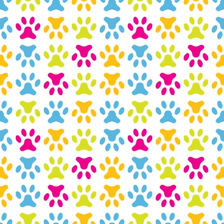 Animal seamless vector pattern of paw footprint  Endless texture can be used for printing onto fabric, web page background and paper or invitation  Dog style  Pastel colors のイラスト素材