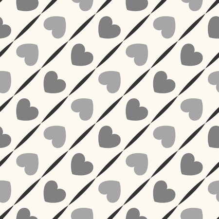Seamless geometric pattern with hearts  Vector illustration for romantic design  Endless texture for printing onto fabric, web page background and paper or invitation  White and black colors のイラスト素材