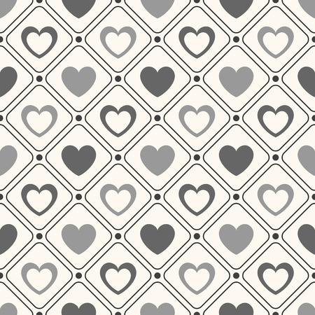 Seamless geometric pattern with hearts  Vector illustration for romantic design  Endless texture for printing onto fabric, web page background and paper or invitation  White and black colors のイラスト素材