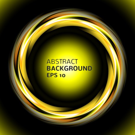 Abstract Light Yellow Swirl Circle On Black Background Vector