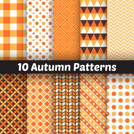 10 Autumn vector seamless patterns. のイラスト素材