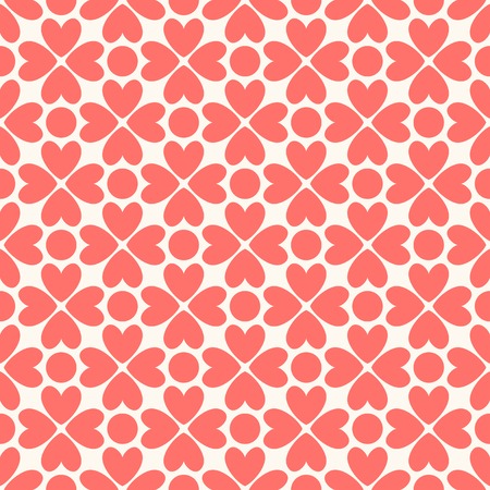 Floral vector seamless pattern. Red and white shabby colors. Endless texture can be used for printing onto fabric and paper or scrap booking. Flower abstract shape with heartのイラスト素材