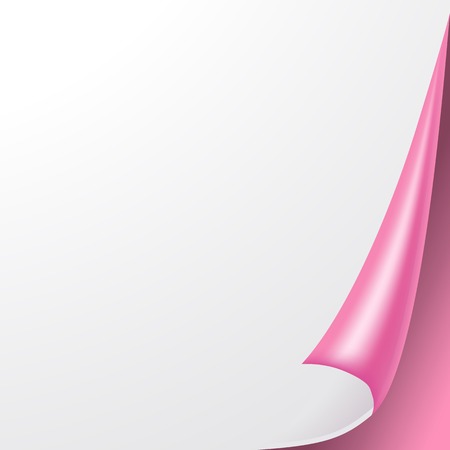 Blank sheet of paper with page curl and shadow, design element for advertising and promotional message isolated on white background. のイラスト素材