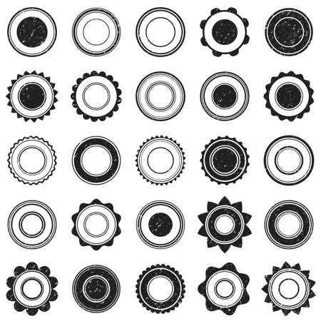 Set of black grunge stamp. Round shapes. Vector illustration for vintage design.のイラスト素材