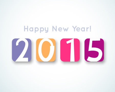 Happy New Year 2015 banner. Vector illustration for holiday funny design. Simple drawn numbers in colorful frame.のイラスト素材