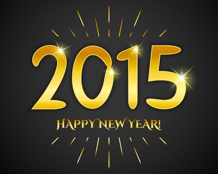 Happy New Year 2015 banner. Vector illustration for holiday elegant design. Simple drawn gold...