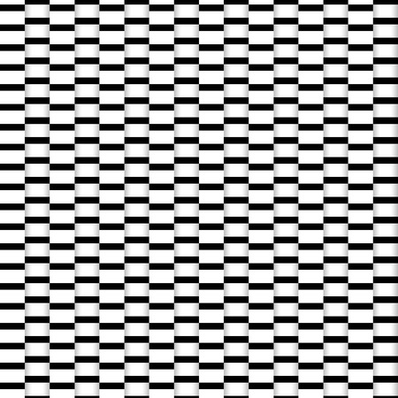Abstract seamless illusion paper stripes monochrome pattern with shadow . Vector illustration. Black and white colors. Modern stylish texture. Repeating background.のイラスト素材