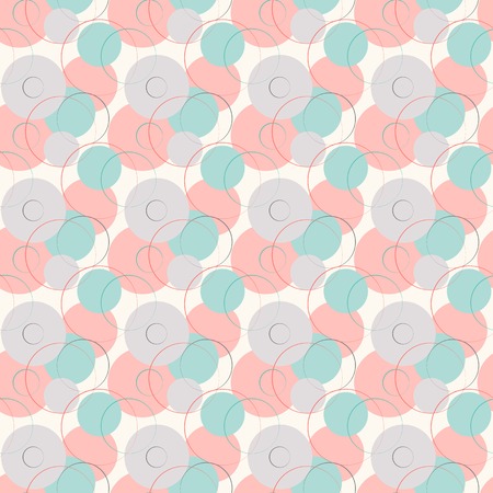 Abstract geometric line and round seamless pattern. Vector illustration for modern design. Blue, white, pink and grey color.のイラスト素材