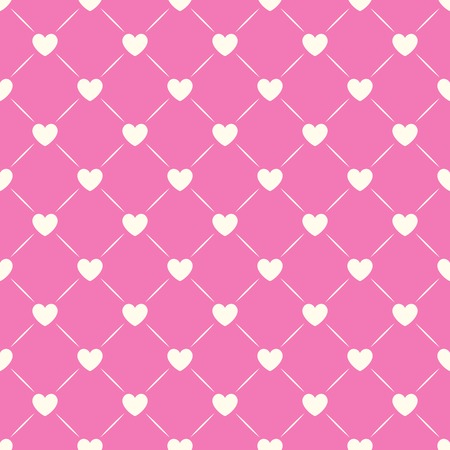 Heart shape vector seamless pattern. Pink and white colors. Valentines day background for invitationのイラスト素材