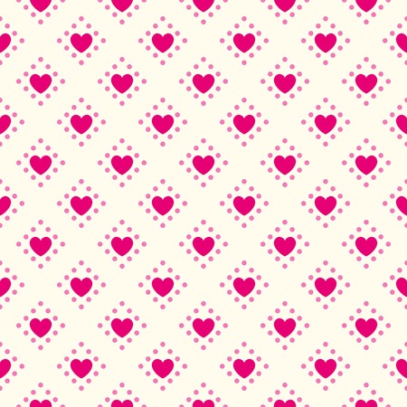 Heart shape vector seamless pattern. Pink and white colors. Valentines day background for invitationのイラスト素材