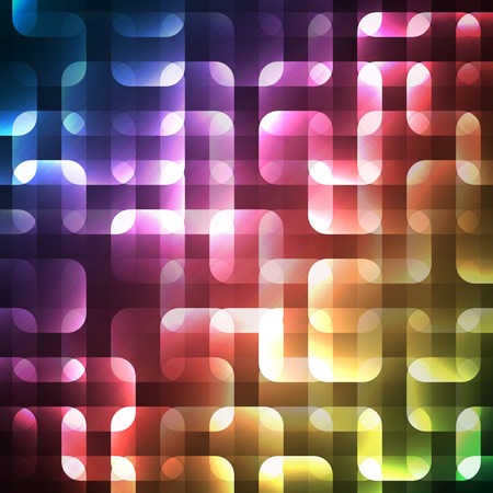 Abstract bright spectrum wallpaper. Vector illustration for modern disco design. Cool pattern background. Rainbow and black colors. Line stripe with lights and glows.のイラスト素材