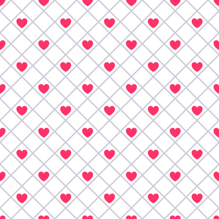 Heart shape vector seamless pattern. Pink color. Endless texture can be used for printing onto fabric and paper or scrap booking. Valentines day background for invitation.のイラスト素材