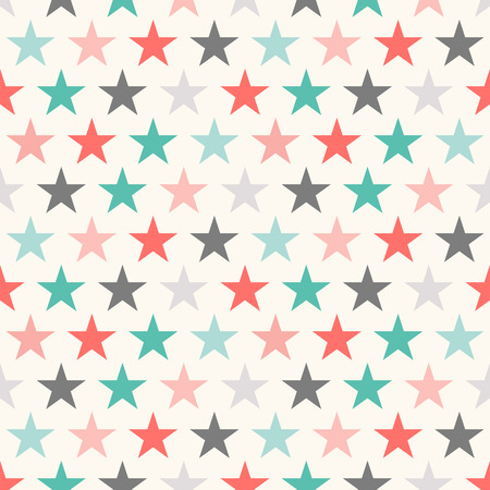 Retro colorful star seamless pattern. Vector illustration for holiday kid background. Bright wallpaper. Mosaic baby style.のイラスト素材