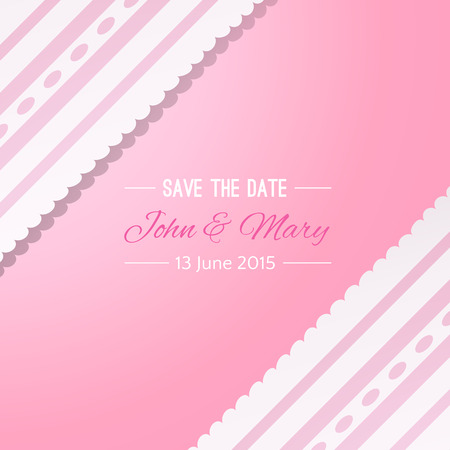 Pink background with vintage realistic pink and white lace. Vector illustration for your lovely design. Abstract holiday picture. Save the date. Invitation for wedding.のイラスト素材