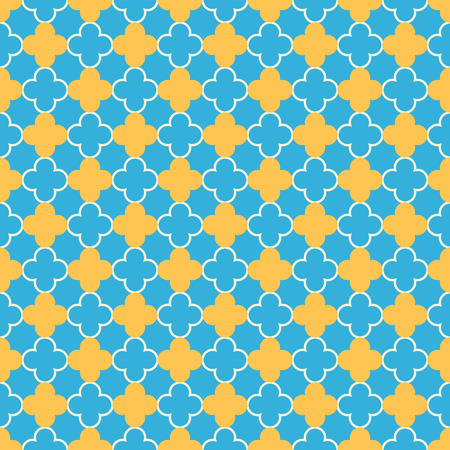 Retro seamless pattern. Vector illustration for kid design. Endless texture for wallpaper, fill, web page background, surface texture. Bright geometric ornament. Blue and yellow colors.のイラスト素材