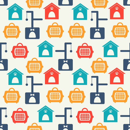 Animal seamless vector pattern of silhouettes with home, carrying. Endless texture for printing onto fabric, web page background and paper or invitation. Shabby colorful illustration.のイラスト素材