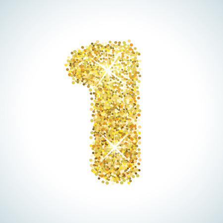 One number in golden style. Vector illustration gold design. Formed by yellow shapes. For party poster, greeting card, banner or invitation. Cute numerical icon and sign.のイラスト素材