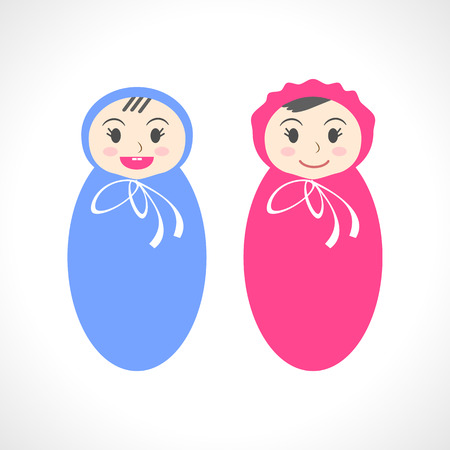 Vector illustration of cute dolls.のイラスト素材