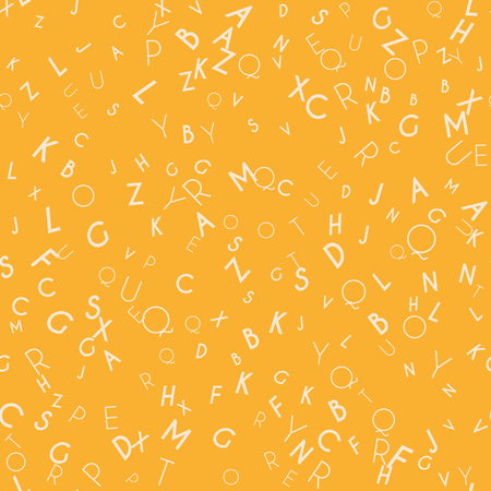 Random letters seamless pattern. Abstract background with alphabet. Creative wallpaper design in office style. Mix of letters. Latin ABC. Promotion of reading, publishing and copyright. Vectorのイラスト素材