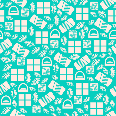 Seamless pattern with chocolate sweets isolated on blue background. Assortment of cocao items. Various tasty gourmet products. Can be used for wallpaper and wrapping paper. Mix. Vectorのイラスト素材