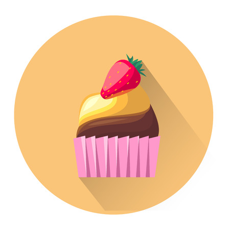 Cartoon dessert cake icon isolated on white background. Vector illustration for sweet food dessert design.のイラスト素材