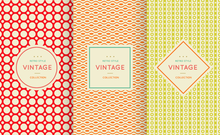 Retro vintage seamless pattern background. Vector illustration for design. Abstract geometric frame. Stylish decorative label set Art decoration texture wallpaper package Elegant fashion simple borderのイラスト素材