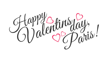 Happy Valentines Day Hand Drawing Lettering design. Vector illustration on white background with pink heartのイラスト素材