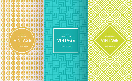 Bright retro seamless pattern background. Vector illustration for elegant design. Abstract geometric frame. Stylish decorative label set. Pale light color. Monochrome geometric ornamentのイラスト素材