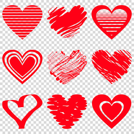 Red Heart Icons Vector Illustration For Happy Valentines Day