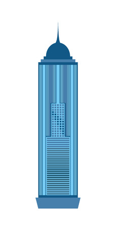 Skyscraper icon isolated on white background. Vector illustration for architecture design. Business building exterior. Modern city office. Urban construction facade. High reflection glass center houseのイラスト素材