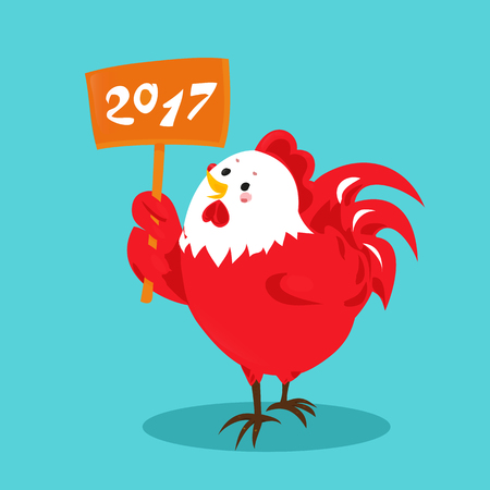 Cartoon chinese zodiac fire rooster.のイラスト素材
