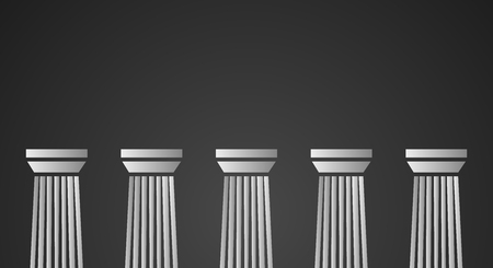 Architecture greek white marble pillars on black background. Vector illustration for flat architecture design.のイラスト素材