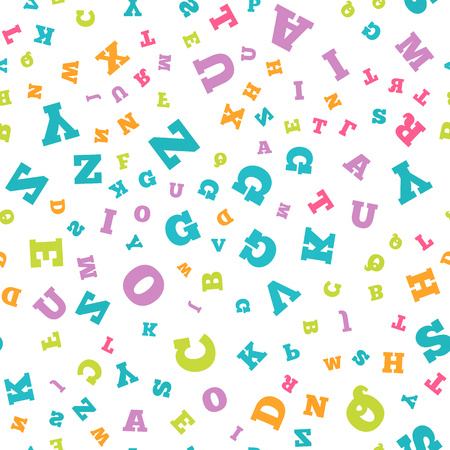 Colorful letter seamless pattern on white backgroundのイラスト素材