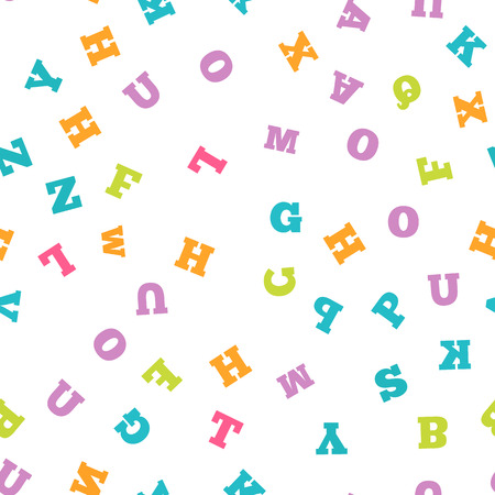 Colorful letter seamless pattern on white backgroundのイラスト素材