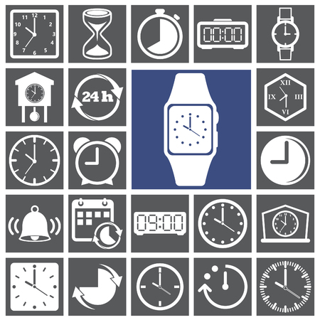 Clock and time icon set.Vector illustrationのイラスト素材