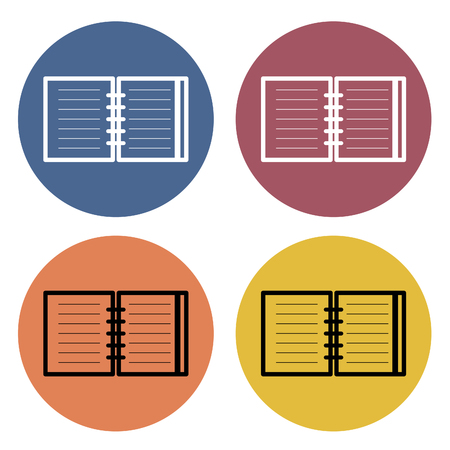 Note icons on different color circles. Vector illustration.のイラスト素材