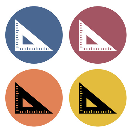 Ruler icons on different color circles. Vector illustration.のイラスト素材