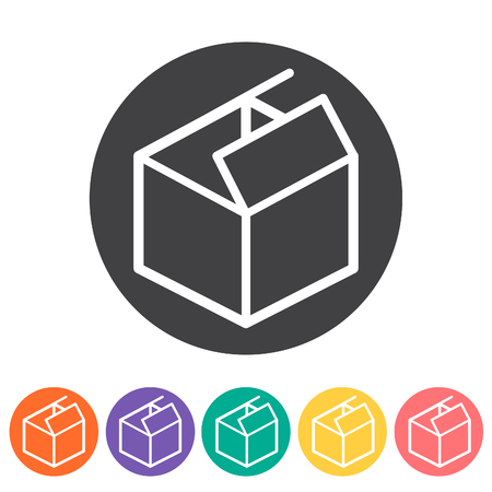 Box icons in multicolored circle. Vector illustration.のイラスト素材