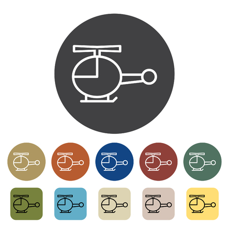 Transport and vehicle. helicopter icons set. Outline icons collection. Vector illustration.のイラスト素材