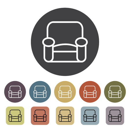 Chair, sofa and seating icons set. Outline icons collection. Vector illustration.のイラスト素材
