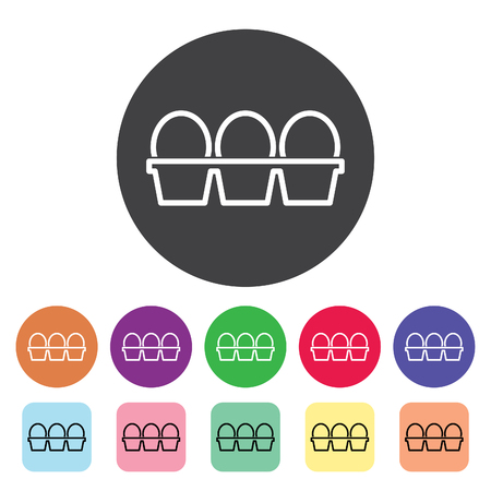 Egg outline icons set. Vector illustration.のイラスト素材