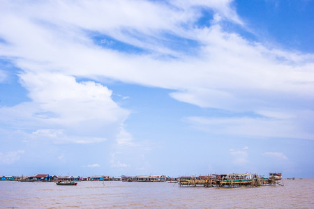 SIEM REAP, CAMBODIA - May 3  Cambodian people live beside Tonle Sap Lake in Siem Reap, Cambodia on May 3, 2014  Tonle Sap is the largest freshwater lake in SE Asiaの写真素材